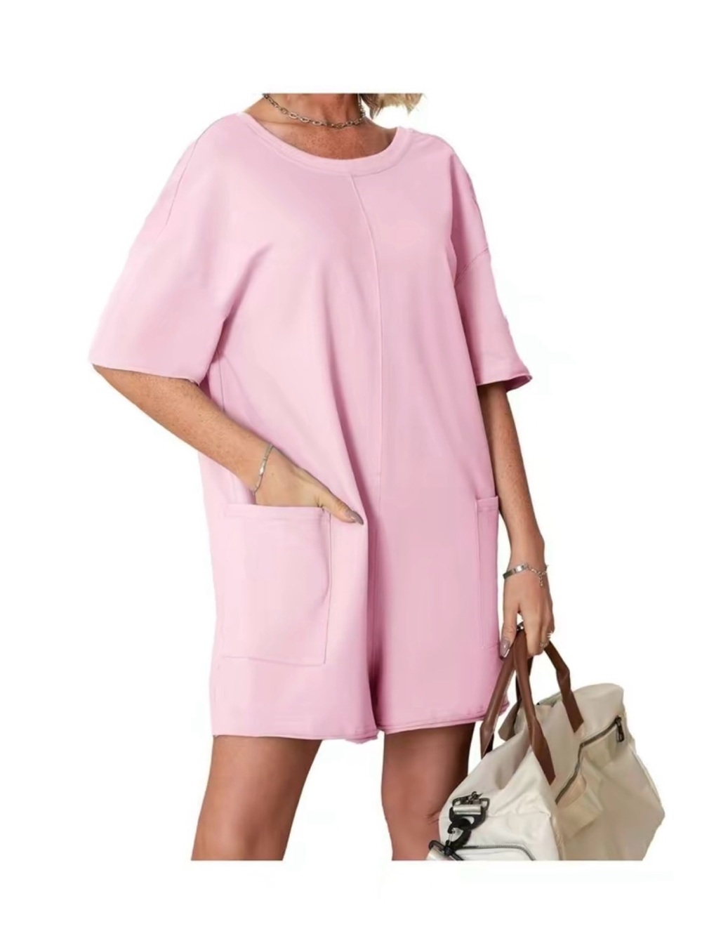 Pink Summer Tee Romper Onesie Athletic Backless